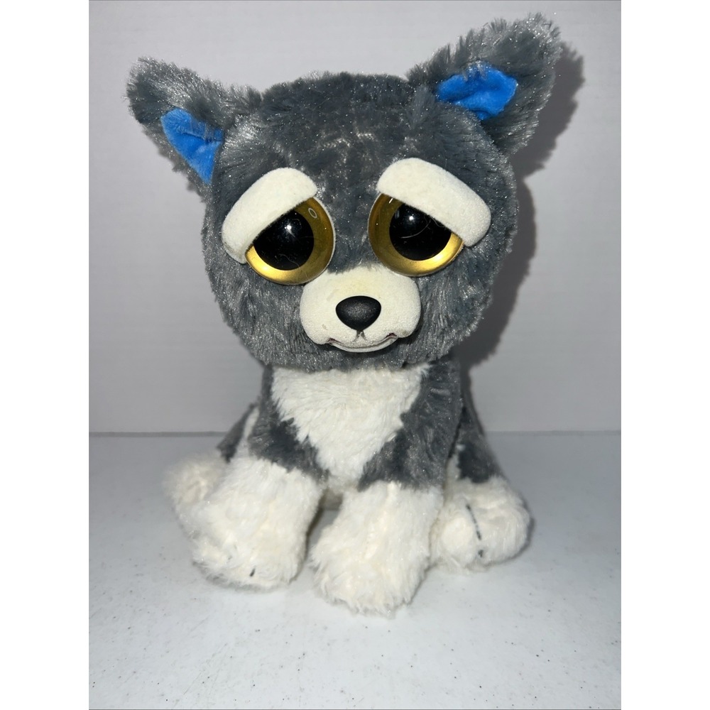 Feisty Pets Sammy Suckerpunch Husky Dog Gray Stuffed Animal Plush Scary Face 10"